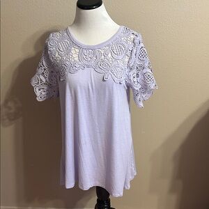 JODIFL Light Purple Lace Accent Blouse